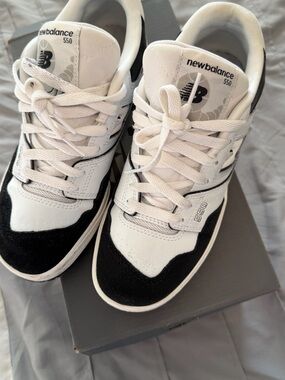New Balance White and Black 550 Retro Low-Top Sneakers (Also size 38 women)